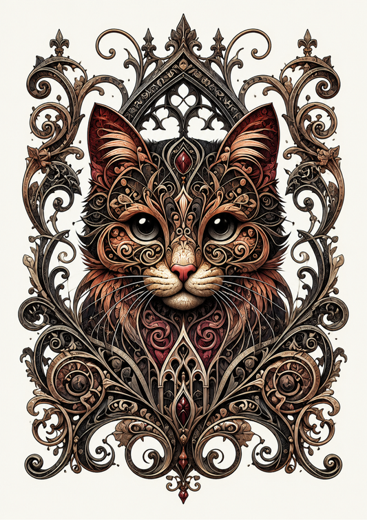 Rice Paper For Decoupage Gothic Cat Portrait Full  Cat. No. 9712