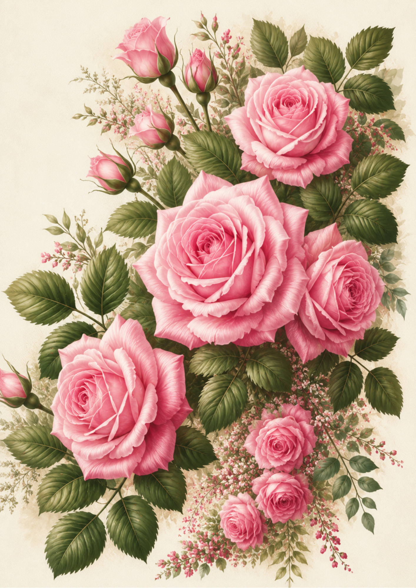 Reispapier für Decoupage, Blumenhintergrund, vollständig, Kat. Nr. 4809