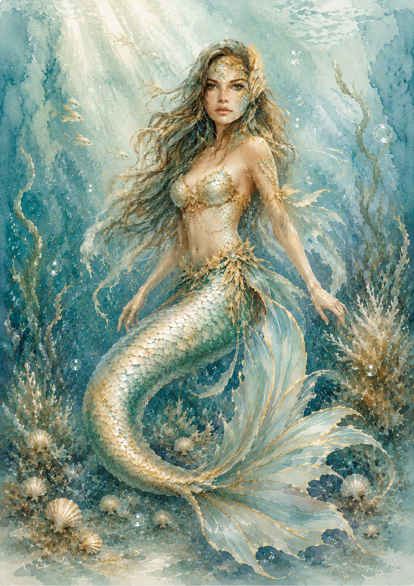 Rice Paper For Decoupage Beautiful Mermaid Full Cat. No. 9761