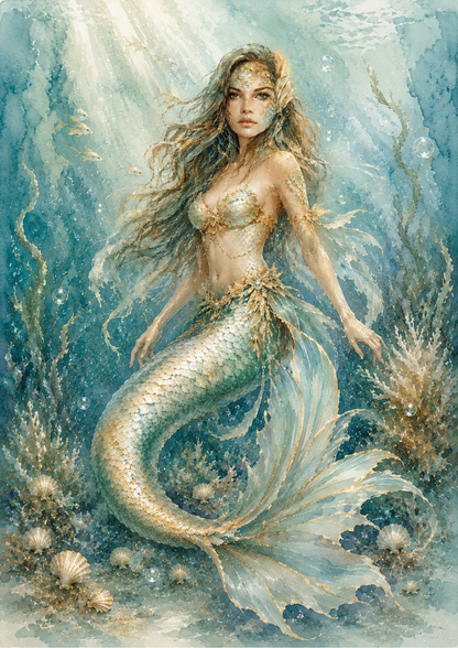 Rice Paper For Decoupage Beautiful Mermaid Full Cat. No. 9761