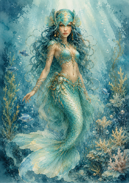 Rice Paper For Decoupage Beautiful Mermaid Full Cat. No. 9763
