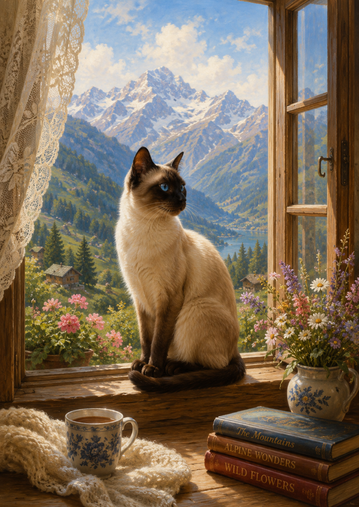 Rice Paper For Decoupage Cat Sitting in The Kitchen Window Full Cat. No. 9766
