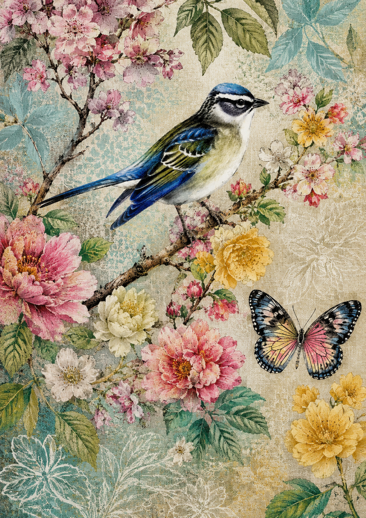 Reispapier für Decoupage, Blumenhintergrund, vollständig, Kat. Nr. 4809