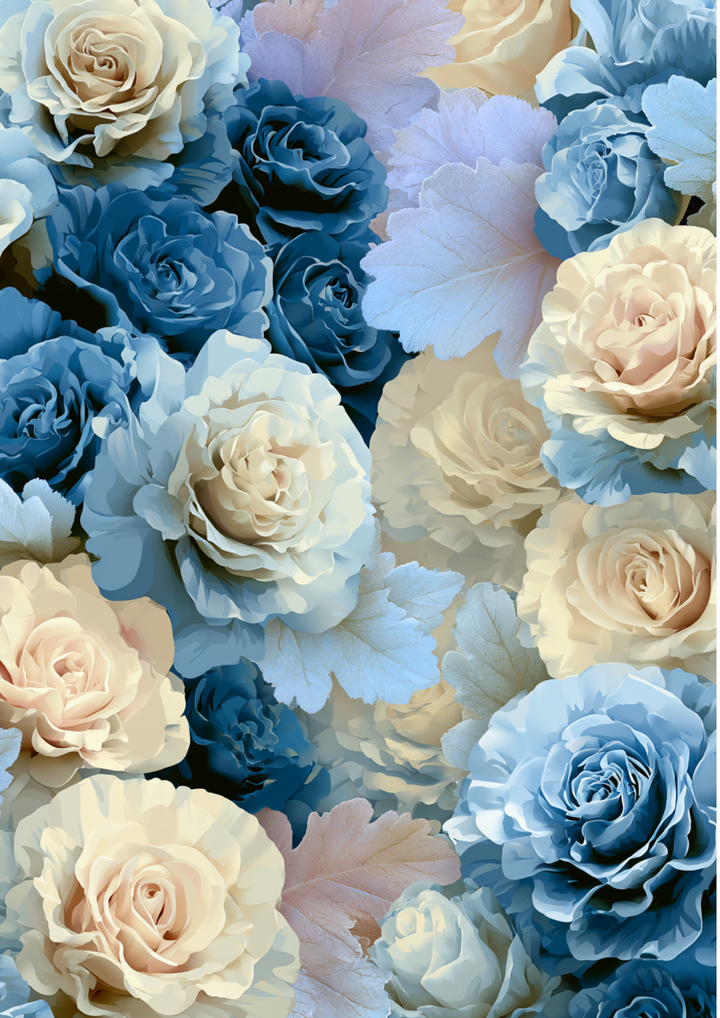 Rice Paper For Decoupage Porcelain Blue Roses Background Full Cat. No. 9802