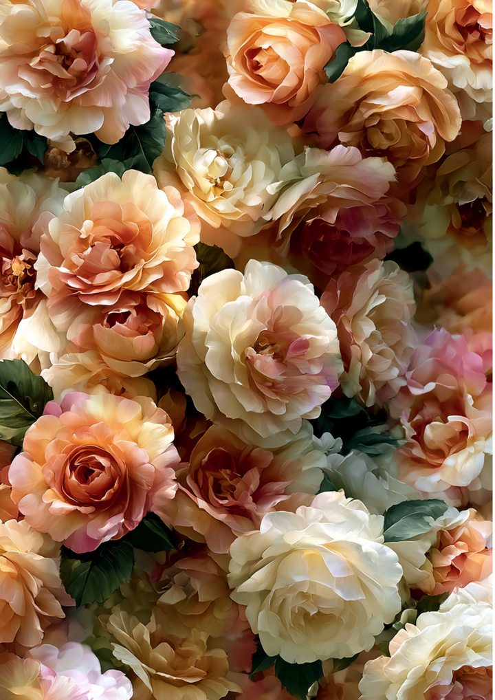 Rice Paper For Decoupage Vintage Peach Roses Full Cat. No. 9807