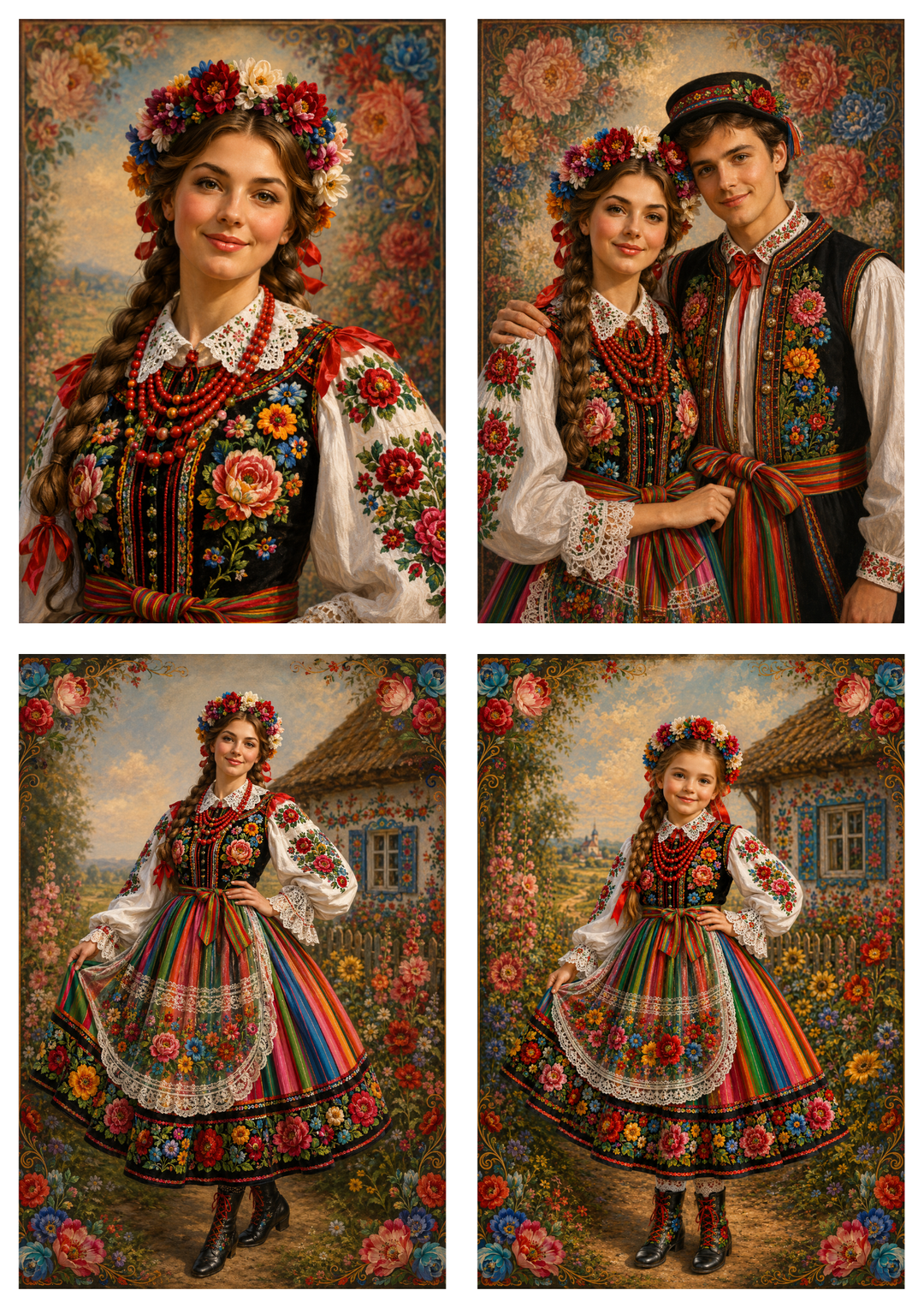 Rice Paper For Decoupage People in Polish Folk Costume Collage Cat. No. 9824
