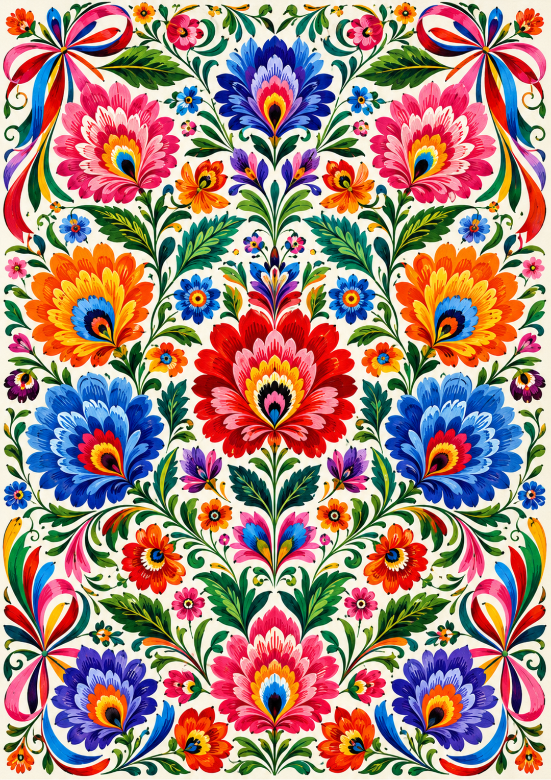 Rice Paper For Decoupage  Polish Folk Floral Pattern Full Cat. No. 9825