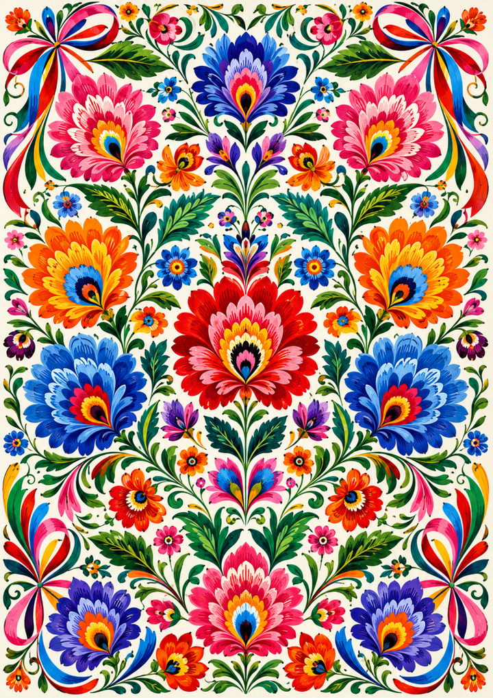 Rice Paper For Decoupage  Polish Folk Floral Pattern Full Cat. No. 9825