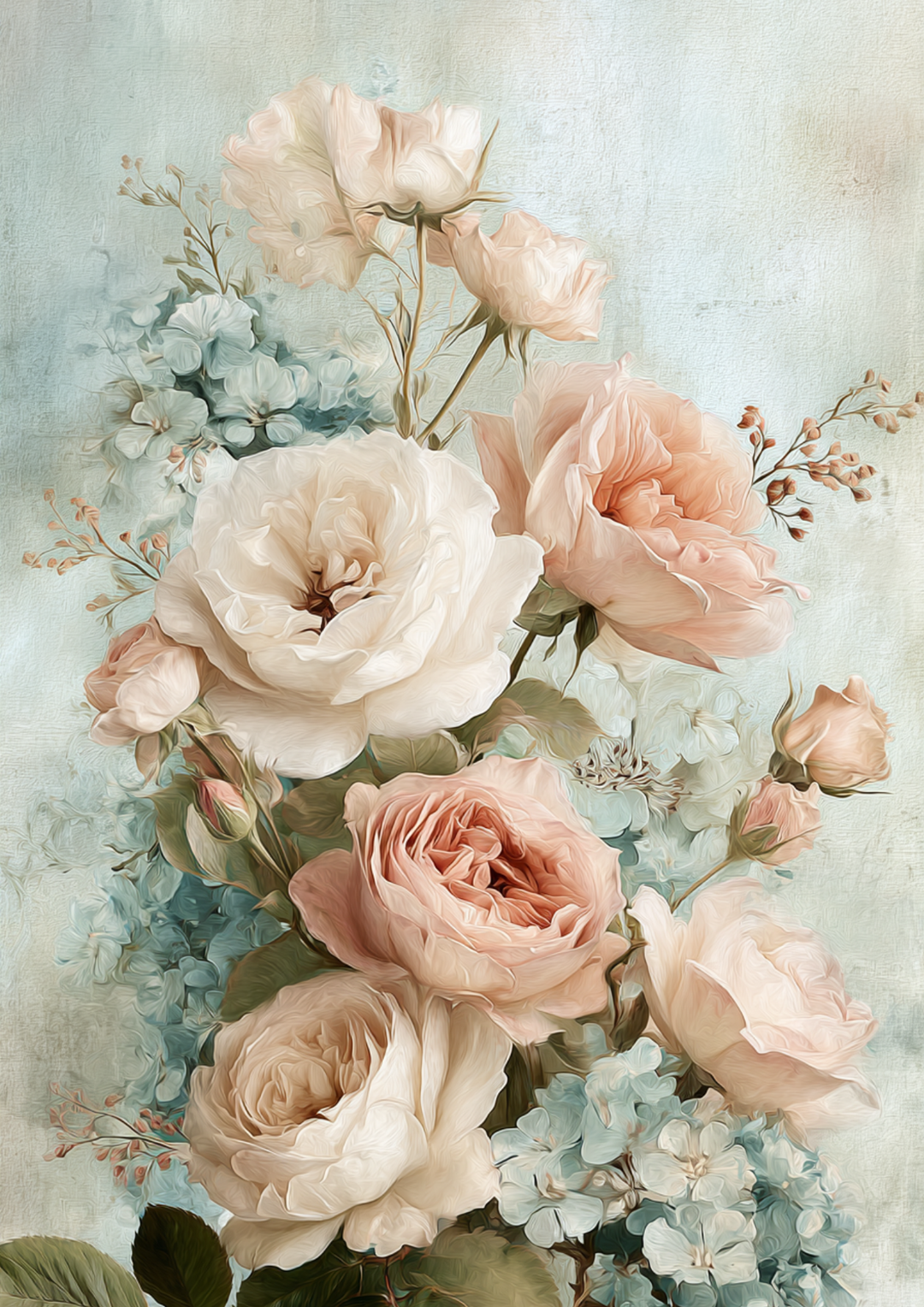 Rice Paper For Decoupage Pastel Roses Full Cat. No. 9831