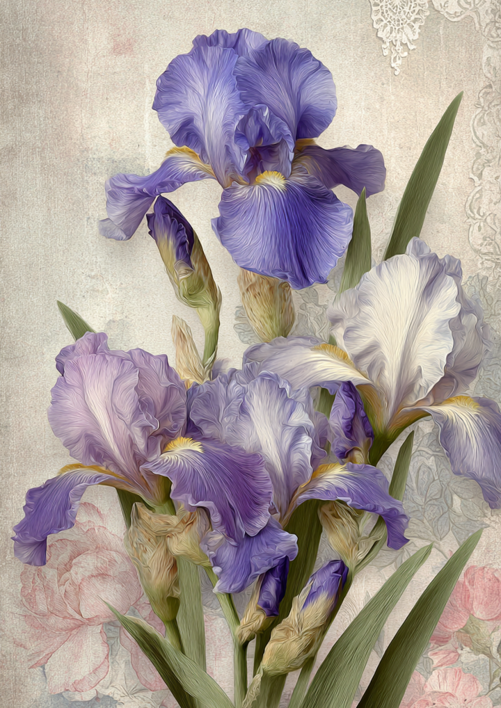 Reispapier für Decoupage, Blumenhintergrund, vollständig, Kat. Nr. 4809