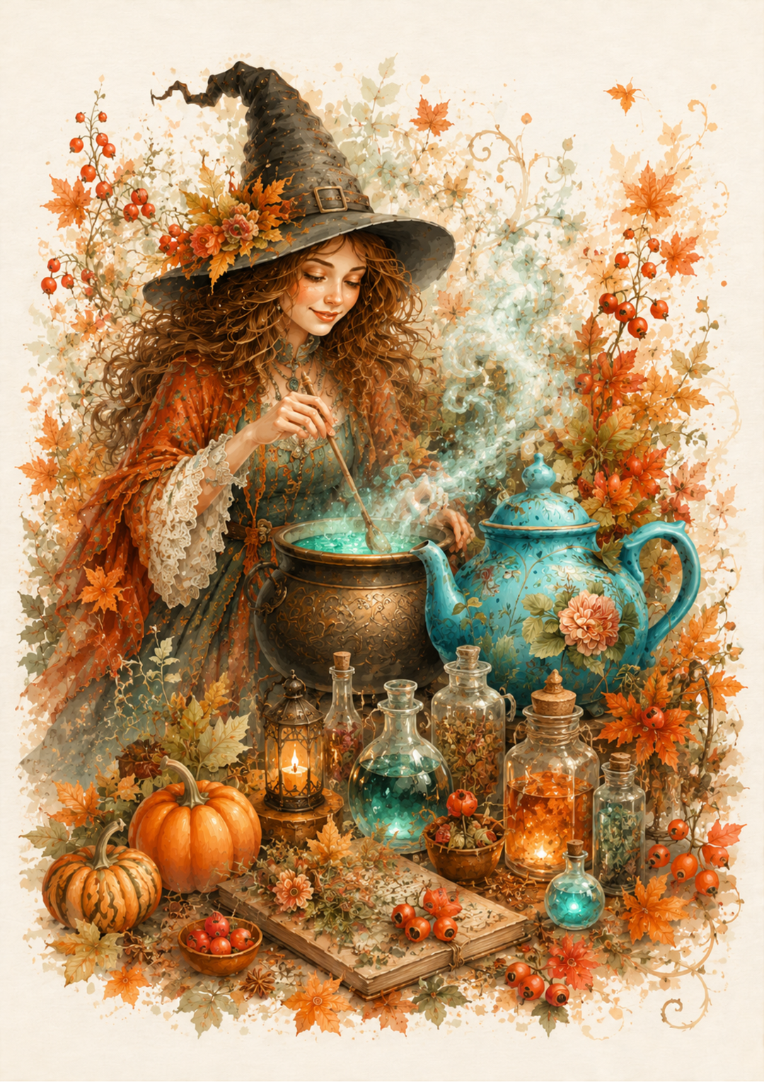 Rice Paper For Decoupage Halloween Witch &amp; Magic Kettle  Full Cat. No. 9872