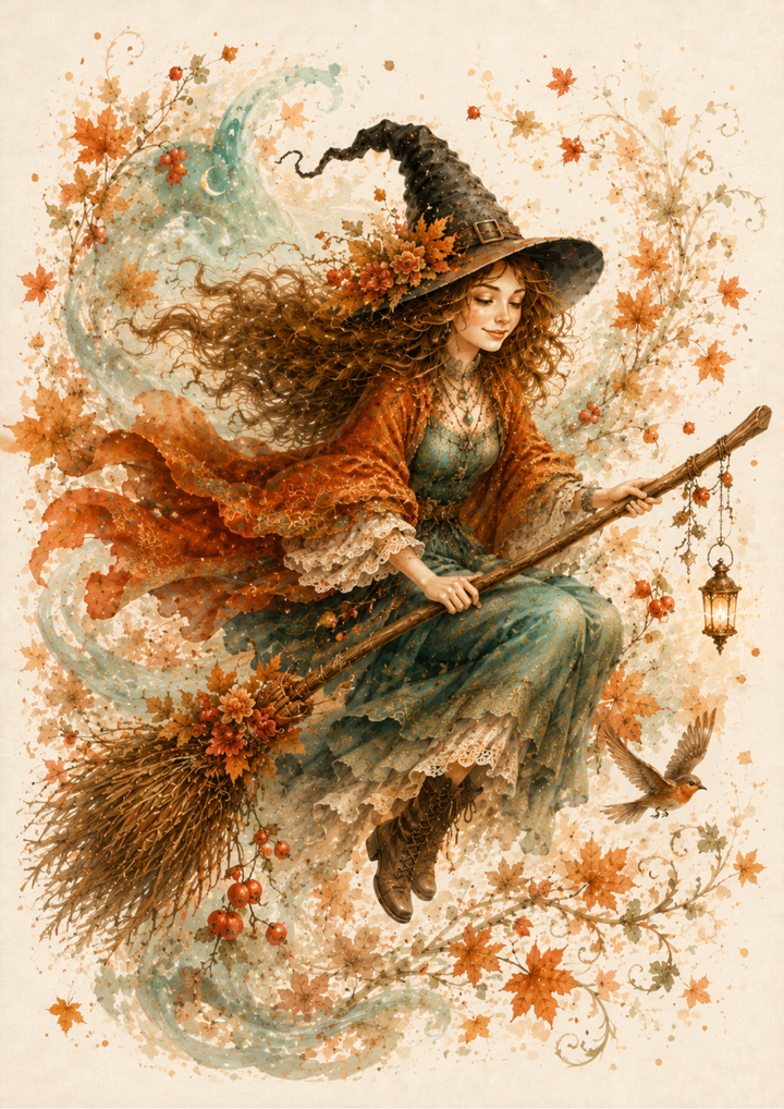Rice Paper For Decoupage Halloween Witch Full Cat. No. 9874