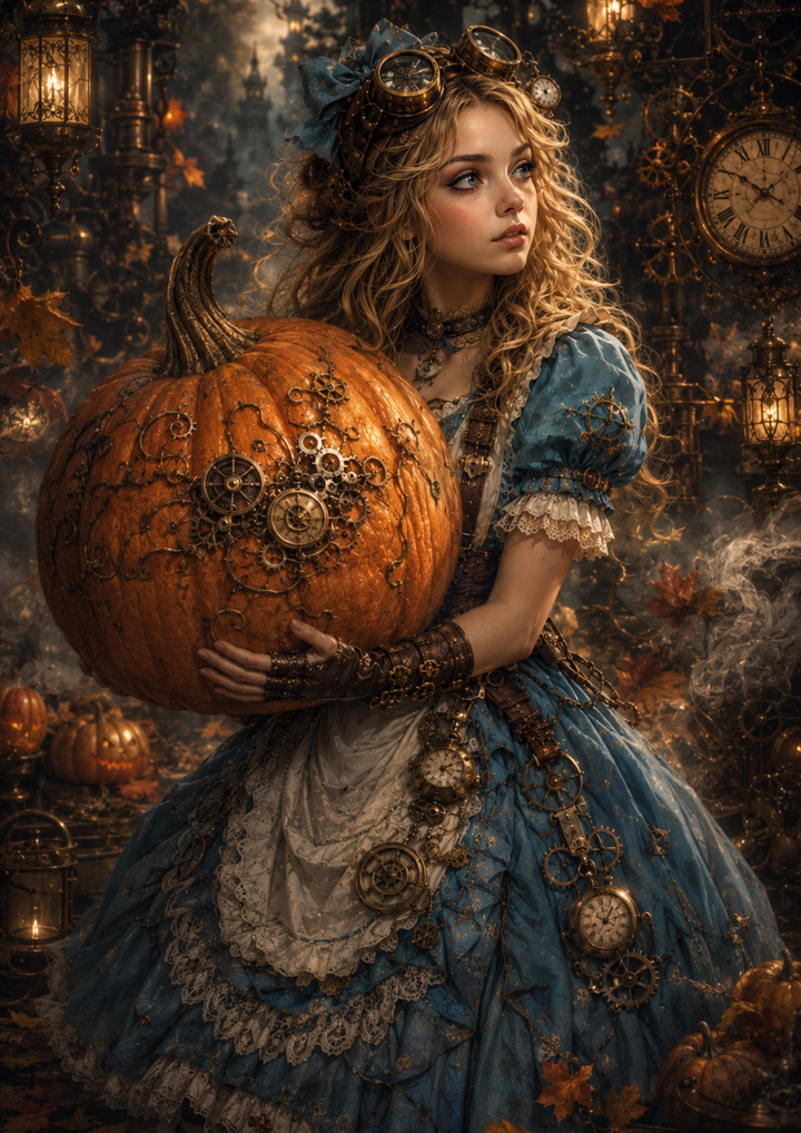 Rice Paper For Decoupage Alice and Halloween Pumpkin Full  Cat. No. 9946