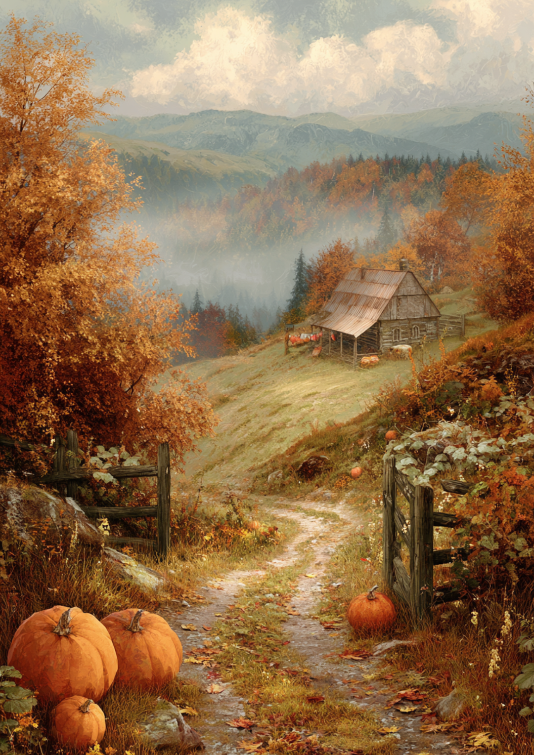 Rice Paper For Decoupage  Autumn Cottage Retreat Full  Cat. No. 9964