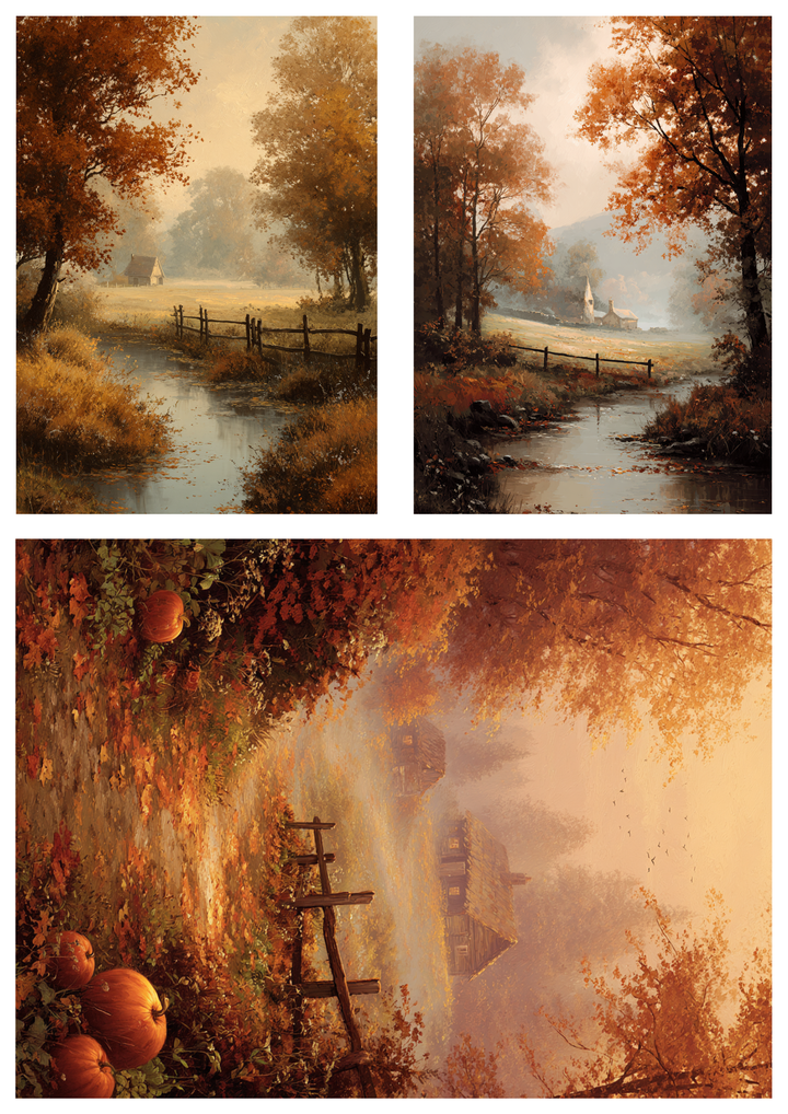 Rice Paper For Decoupage  Whispers of Golden Autumn Collage Cat. No. 9968