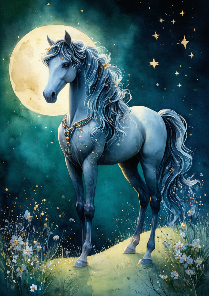 Rice Paper For Decoupage  Collage Mystic Blue Stallion Cat. No. 9983
