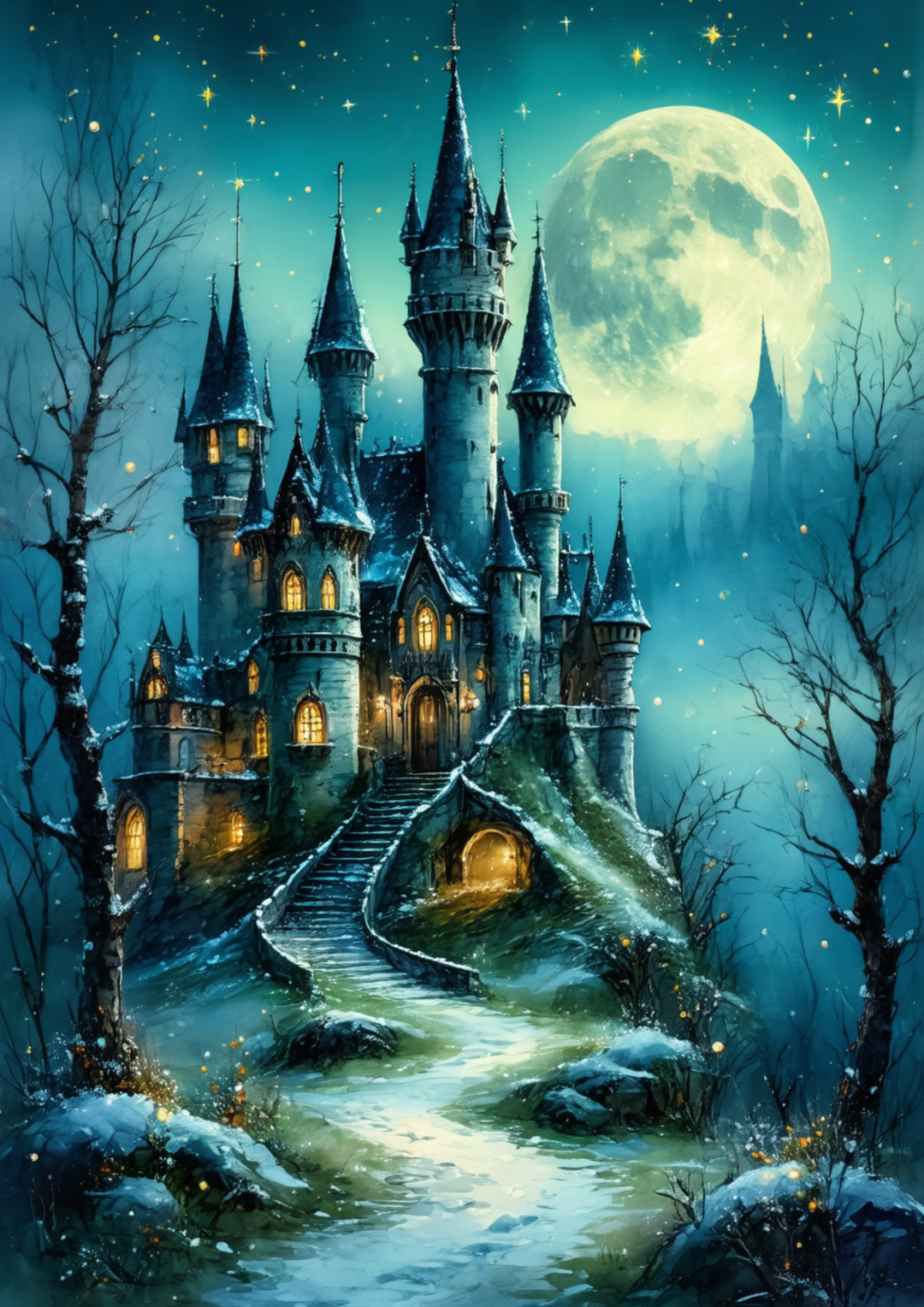 Rice Paper For Decoupage  Mystic Blue Castle Full Cat. No. 9990
