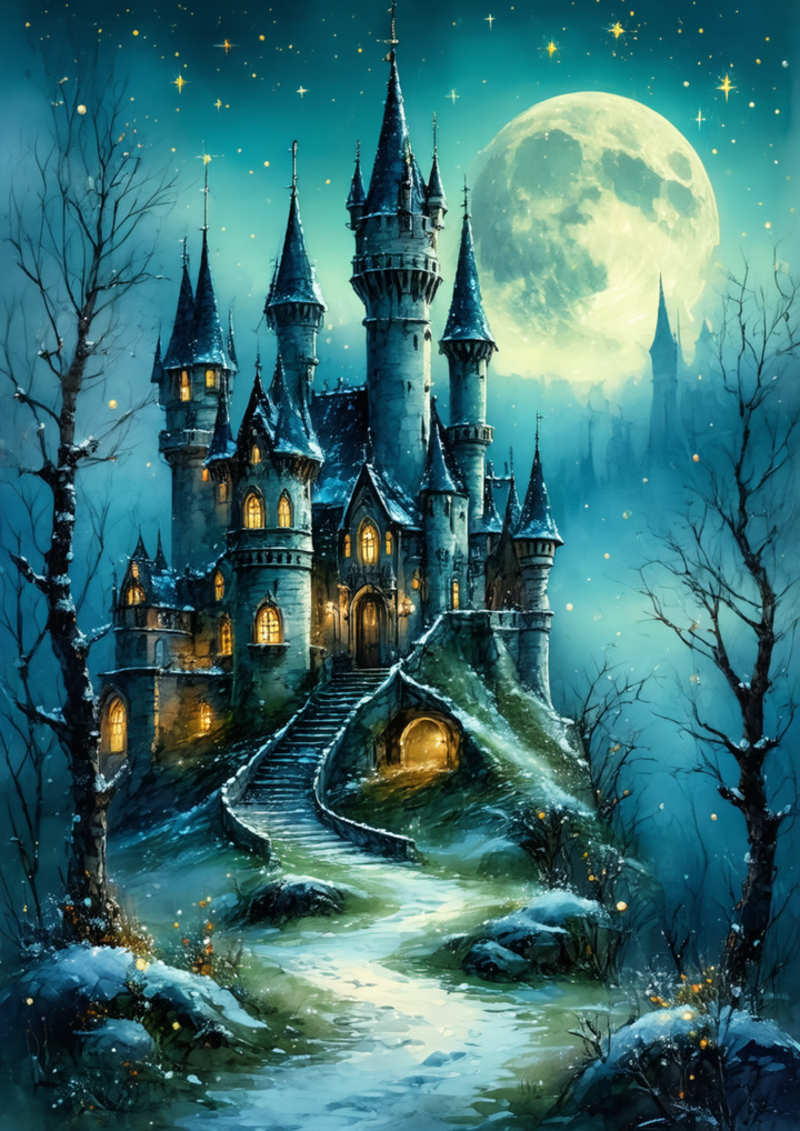 Rice Paper For Decoupage  Mystic Blue Castle Full Cat. No. 9990