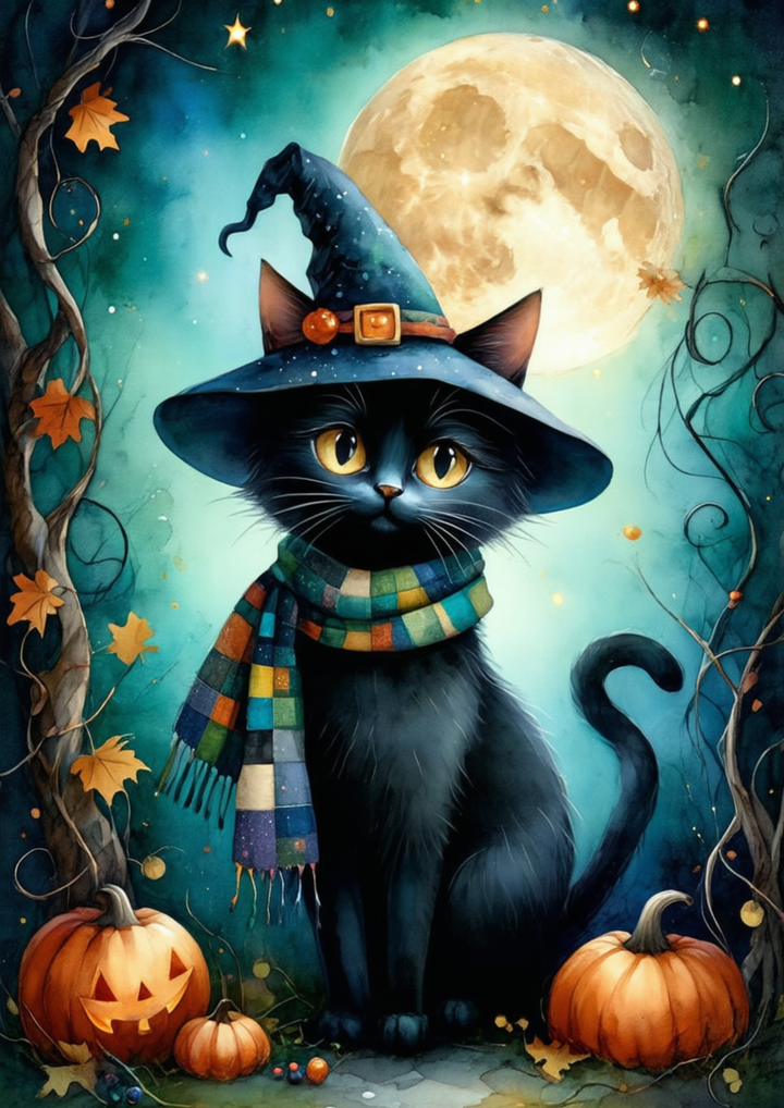Rice Paper For Decoupage The Enchanted Halloween Cat  Full Cat. No. 9993