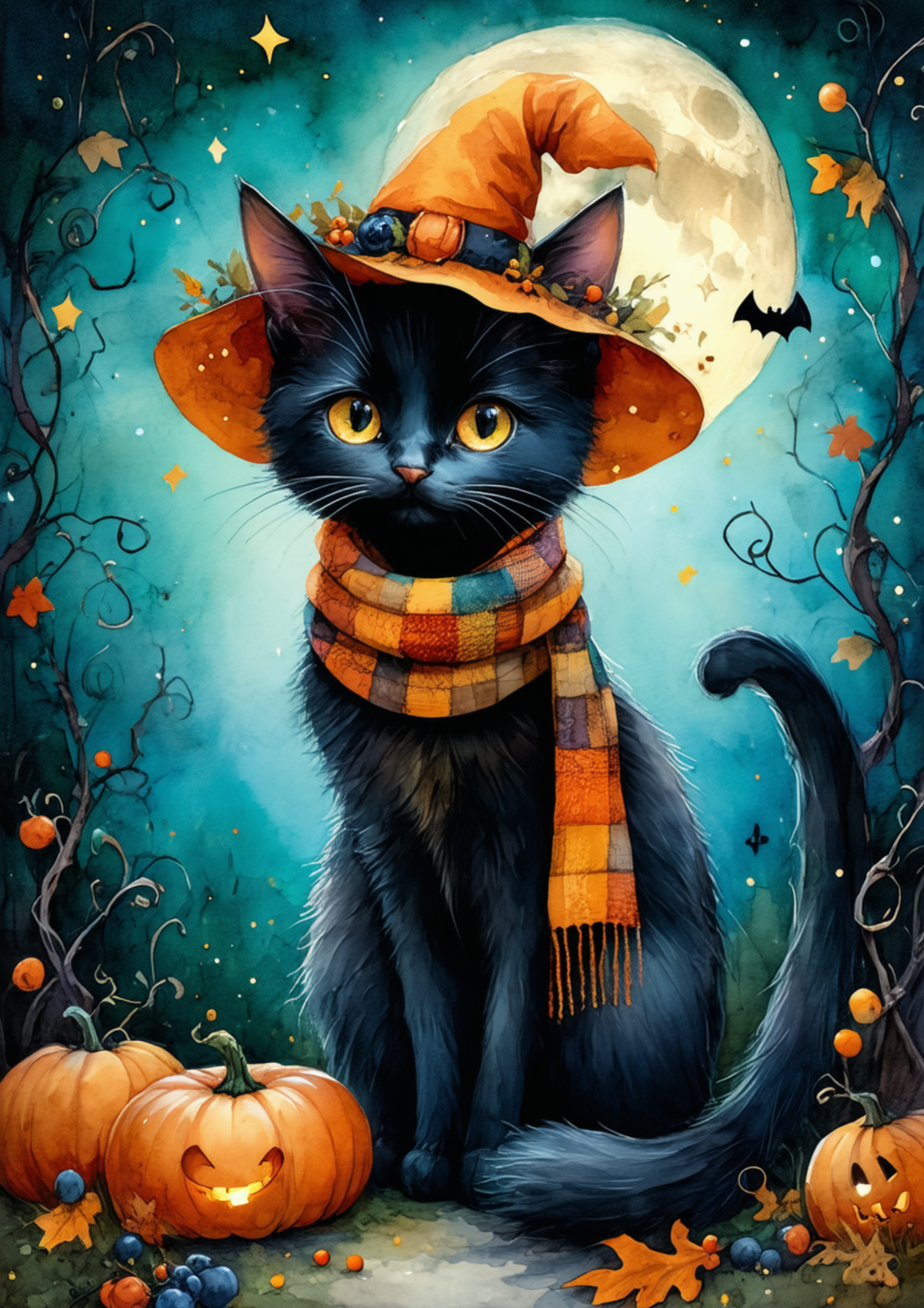 Rice Paper For Decoupage The Enchanted Halloween Cat  Full Cat. No. 9994