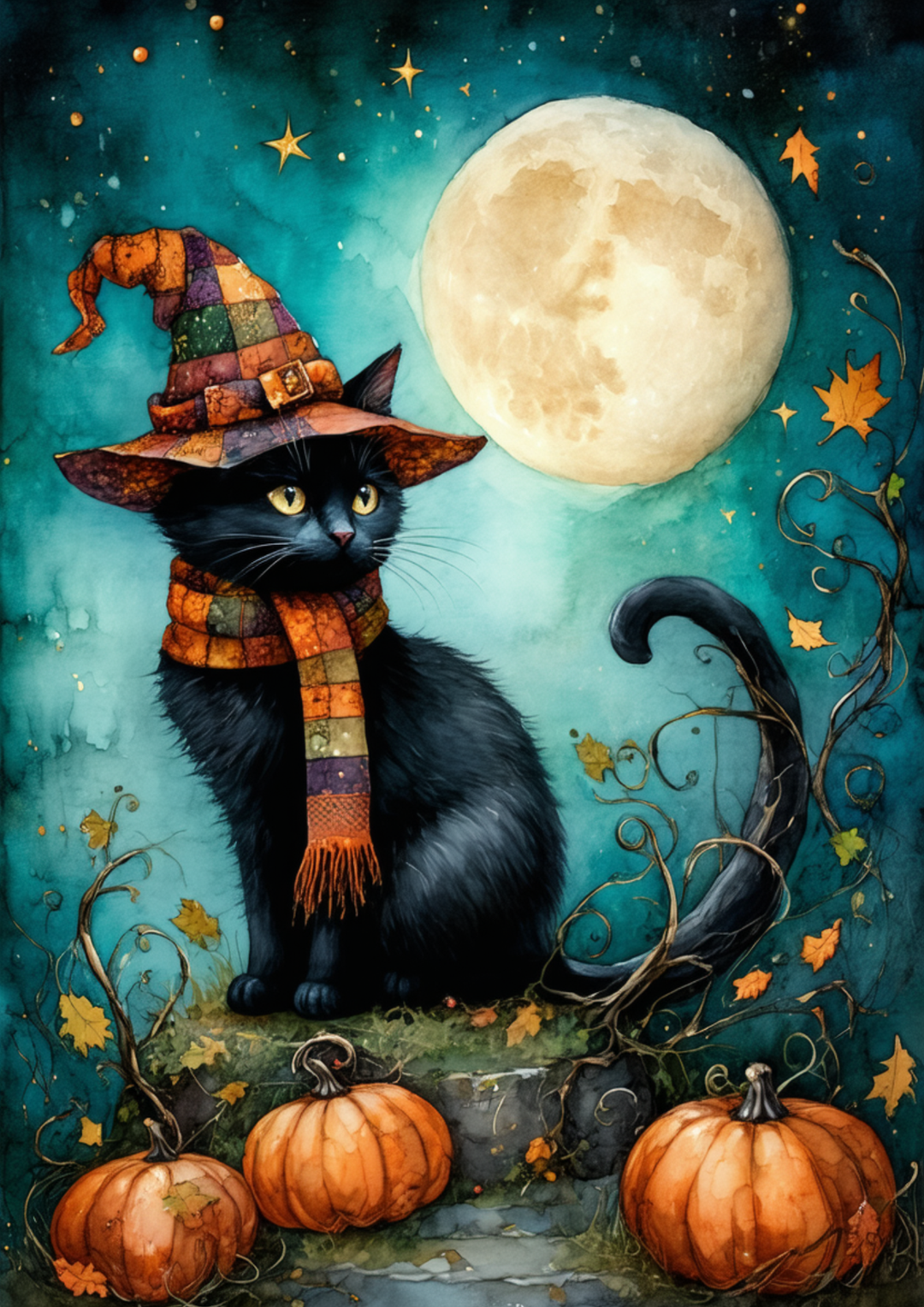 Rice Paper For Decoupage The Enchanted Halloween Cat  Full Cat. No. 9996