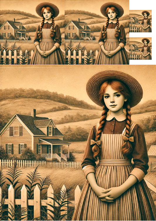 Papier de riz pour découpage Collage vintage Anne of Green Gables Cat. N° 1257