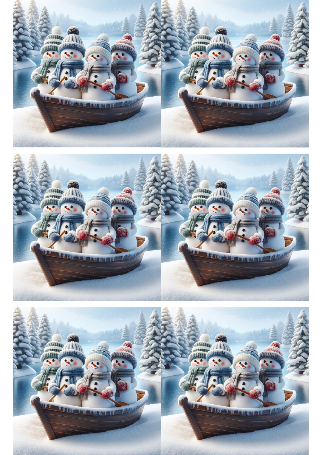 Reispapier für Decoupage-Collage „Schneemänner im Boot 6“ Kat. Nr. 1489