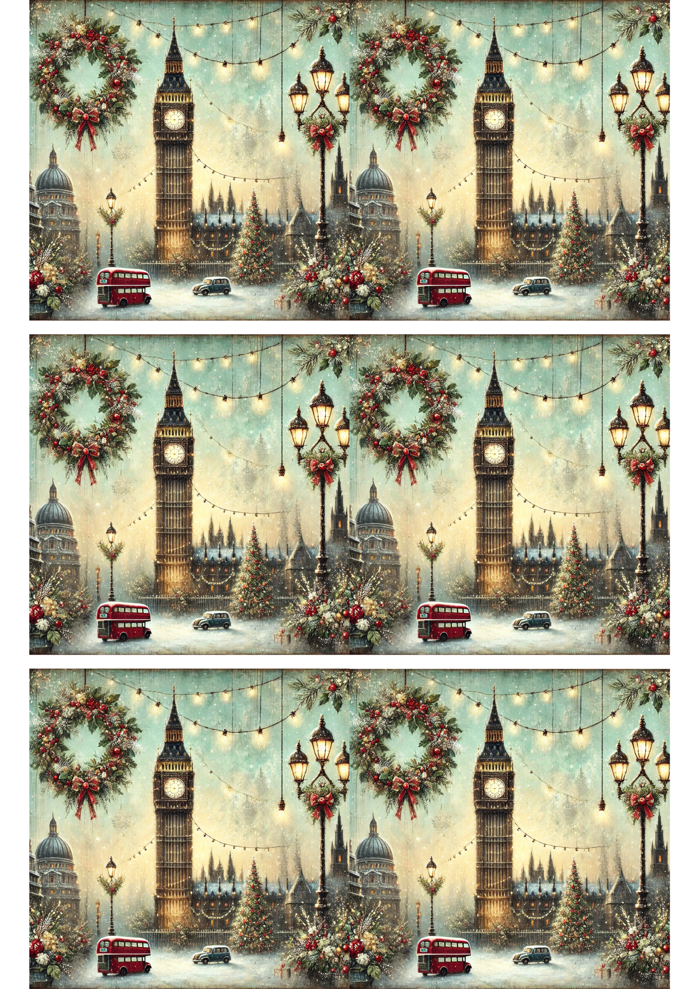 Papel de arroz para decoupage Collage de Navidad Big Ben Cat. No. 2801