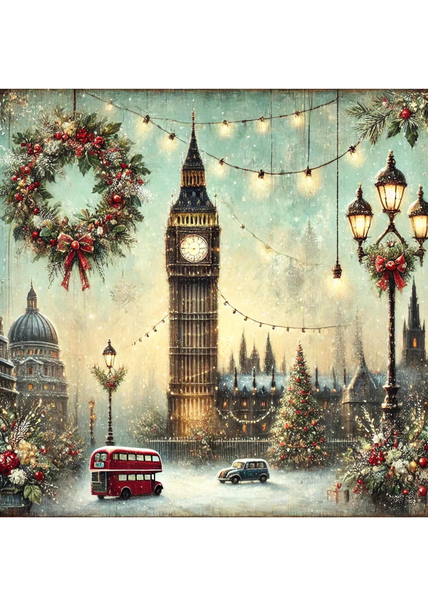 Rice Paper For Decoupage Big Ben Christmas Time Full Cat. No. 2802