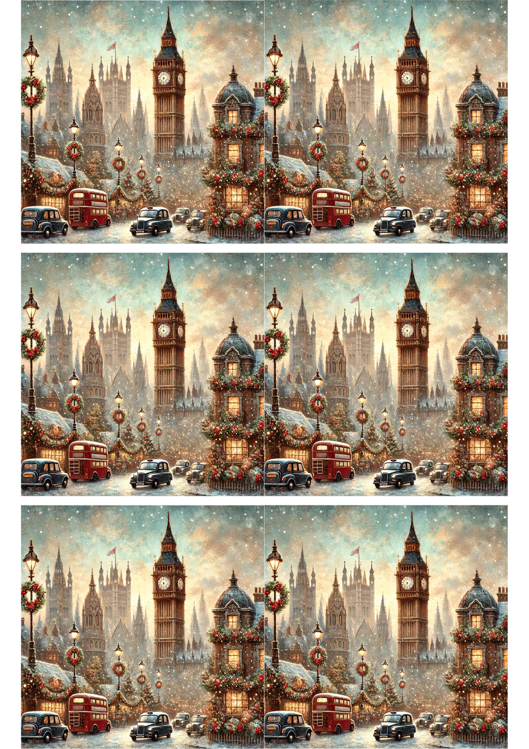 Reispapier für Decoupage Big Ben Weihnachtszeit 3 ​​Collage Kat. Nr. 2805