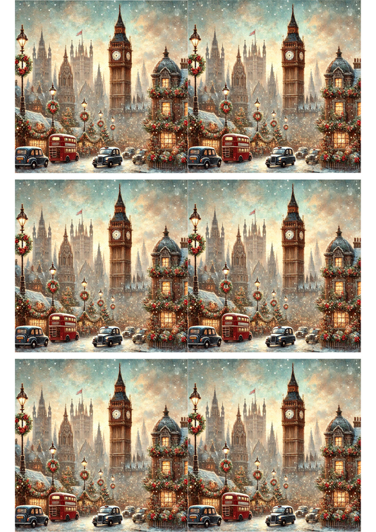 Papier de riz pour découpage Big Ben Christmas Time 3 Collage Cat. N° 2805