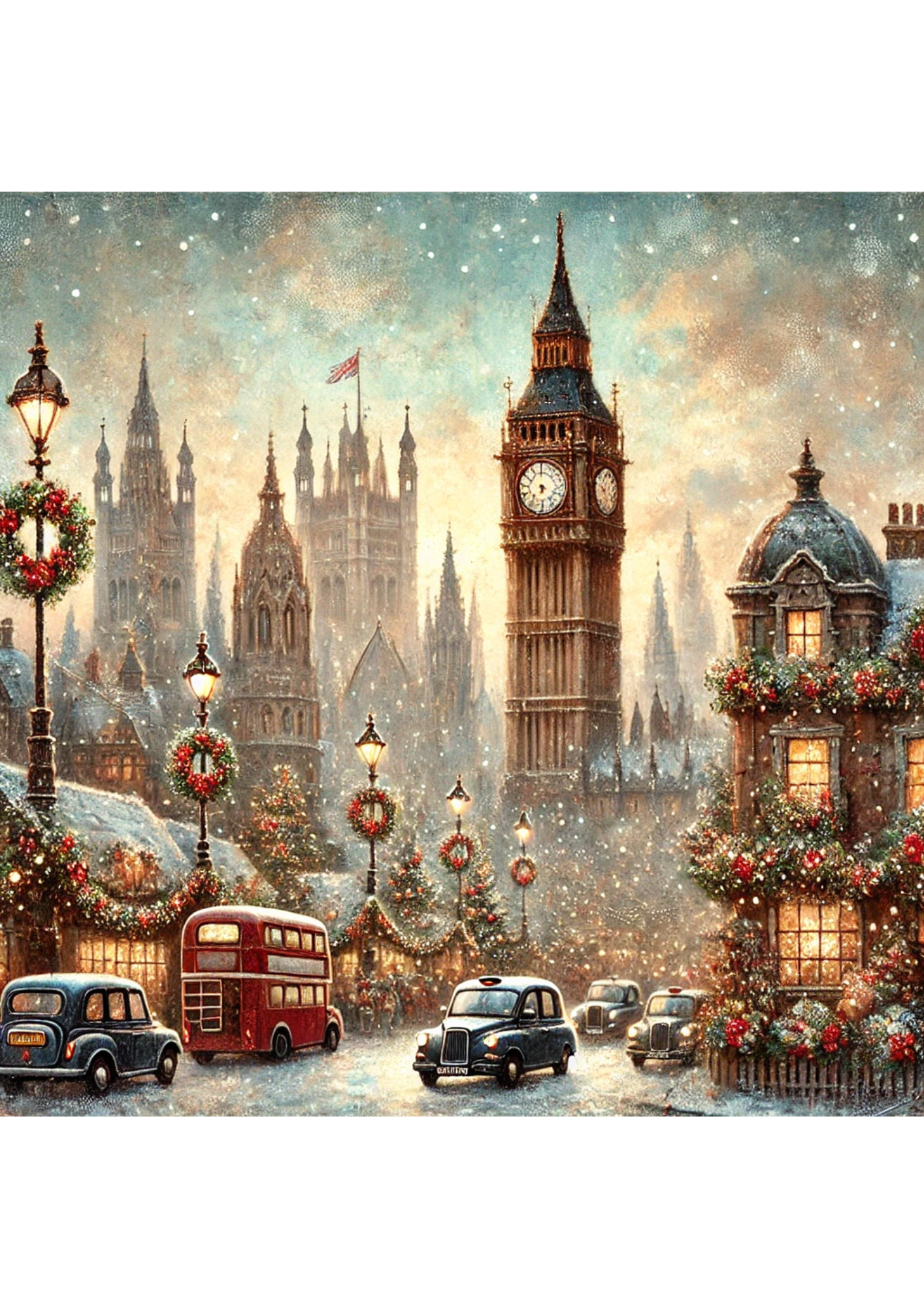 Rice Paper For Decoupage Big Ben Christmas Time 3 Full Cat. No. 2806