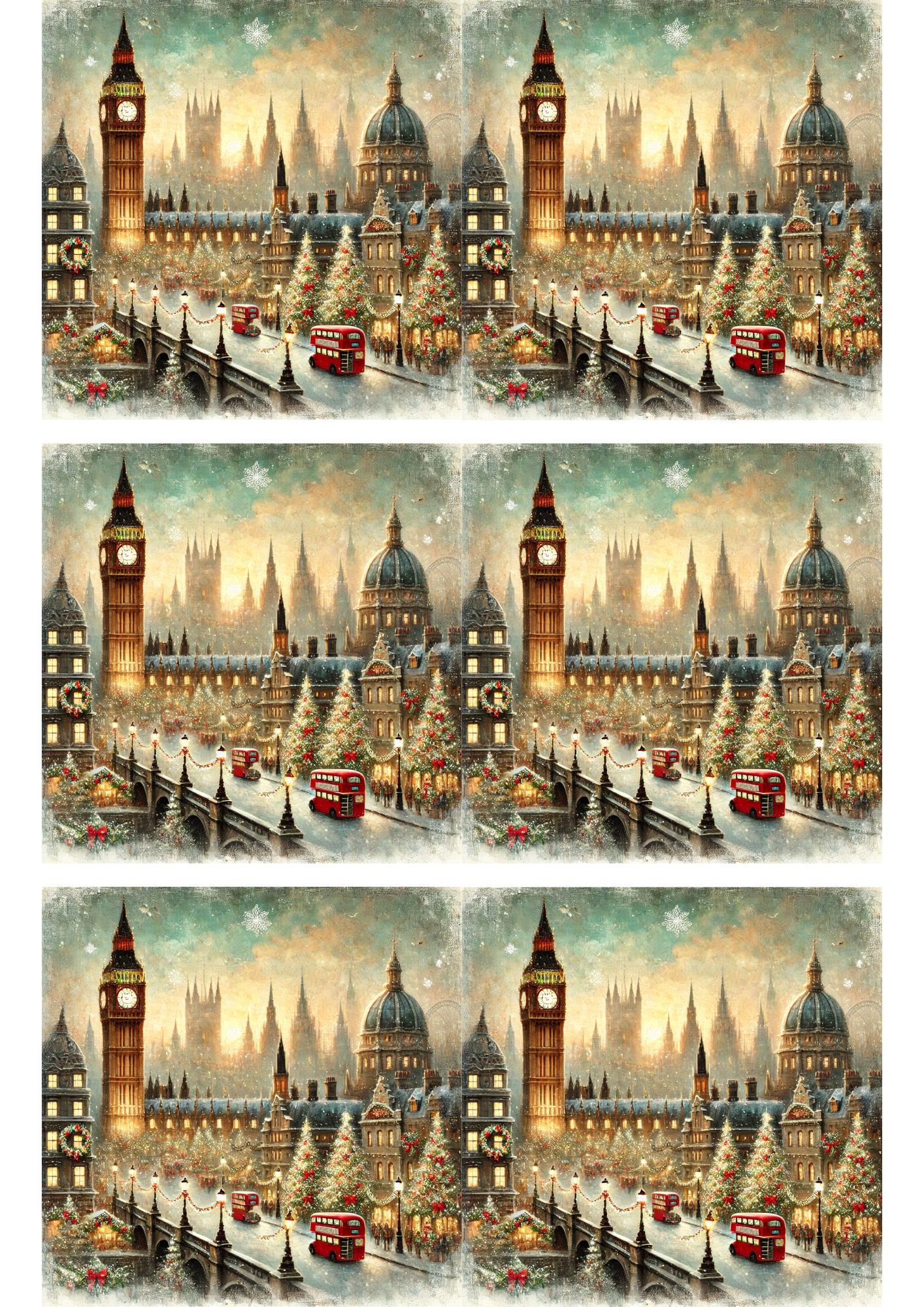 Rice Paper For Decoupage Big Ben Christmas Time 2 Collage Cat. No. 2803