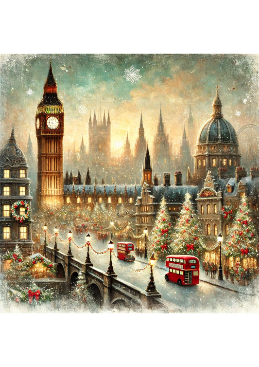 Rice Paper For Decoupage Big Ben Christmas Time 2 Full Cat. No. 2804