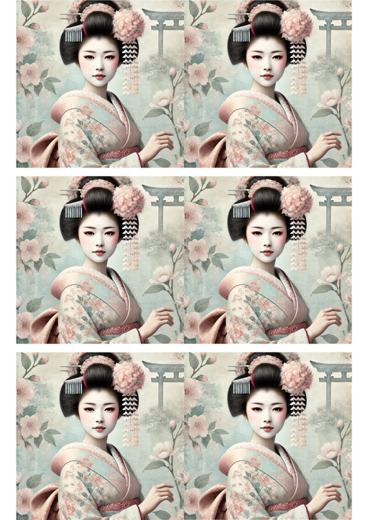 Rice Paper For Decoupage Geisha Schabby Chic Collage Cat. No. 2991