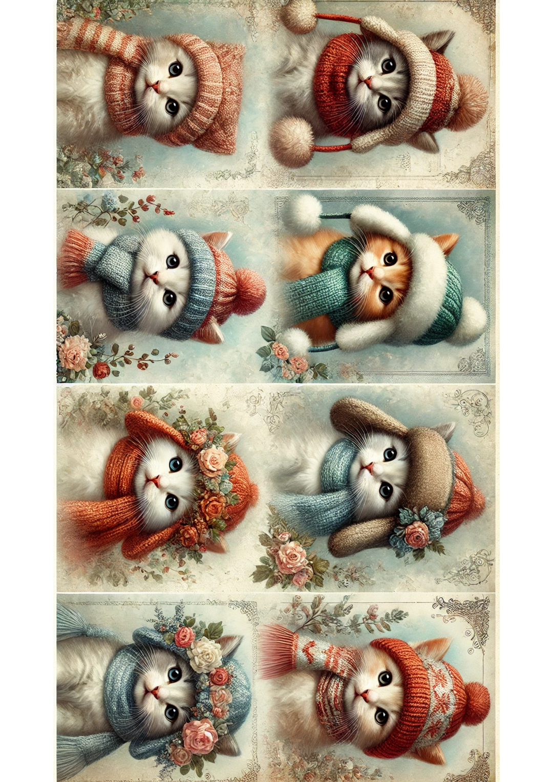 Rice Paper For Decoupage Cats in Winter Full Cat. No. 2842