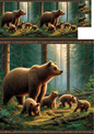 Rice Paper For Decoupage Grizzly Bears In The Forest Collage Cat. No. 1128