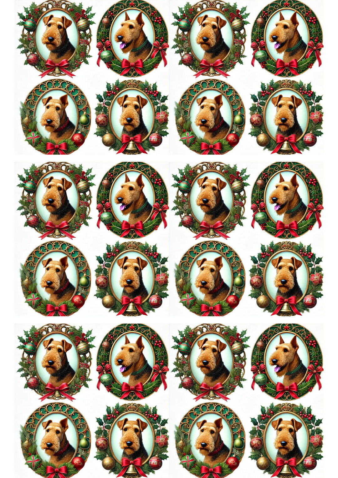 Reispapier für Decoupage Airedale Terrier in Ovalen Collage Kat. Nr. 2935