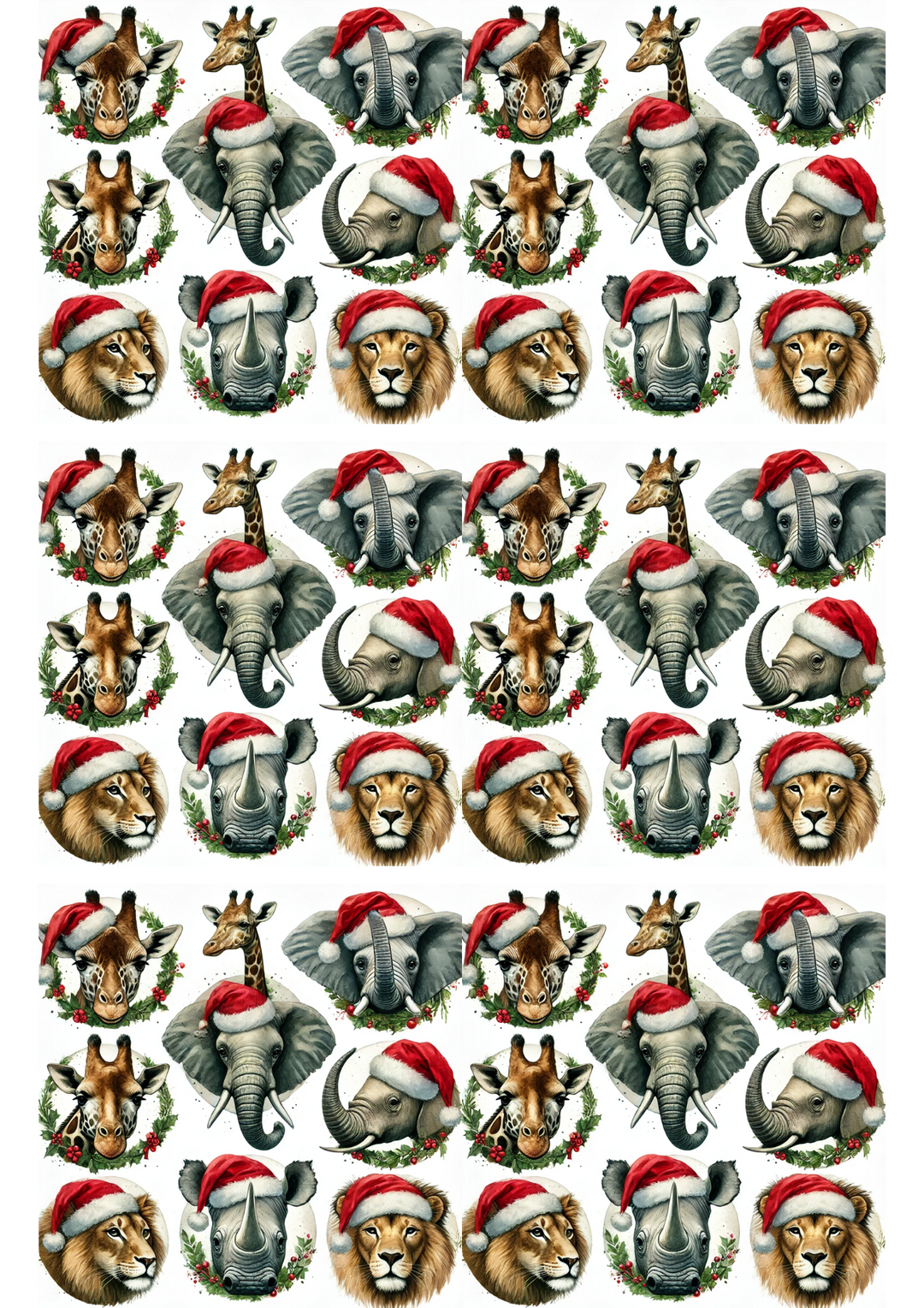 Reispapier für Decoupage-Tiere in Weihnachtsmützen 2 Collage Kat. Nr. 2943
