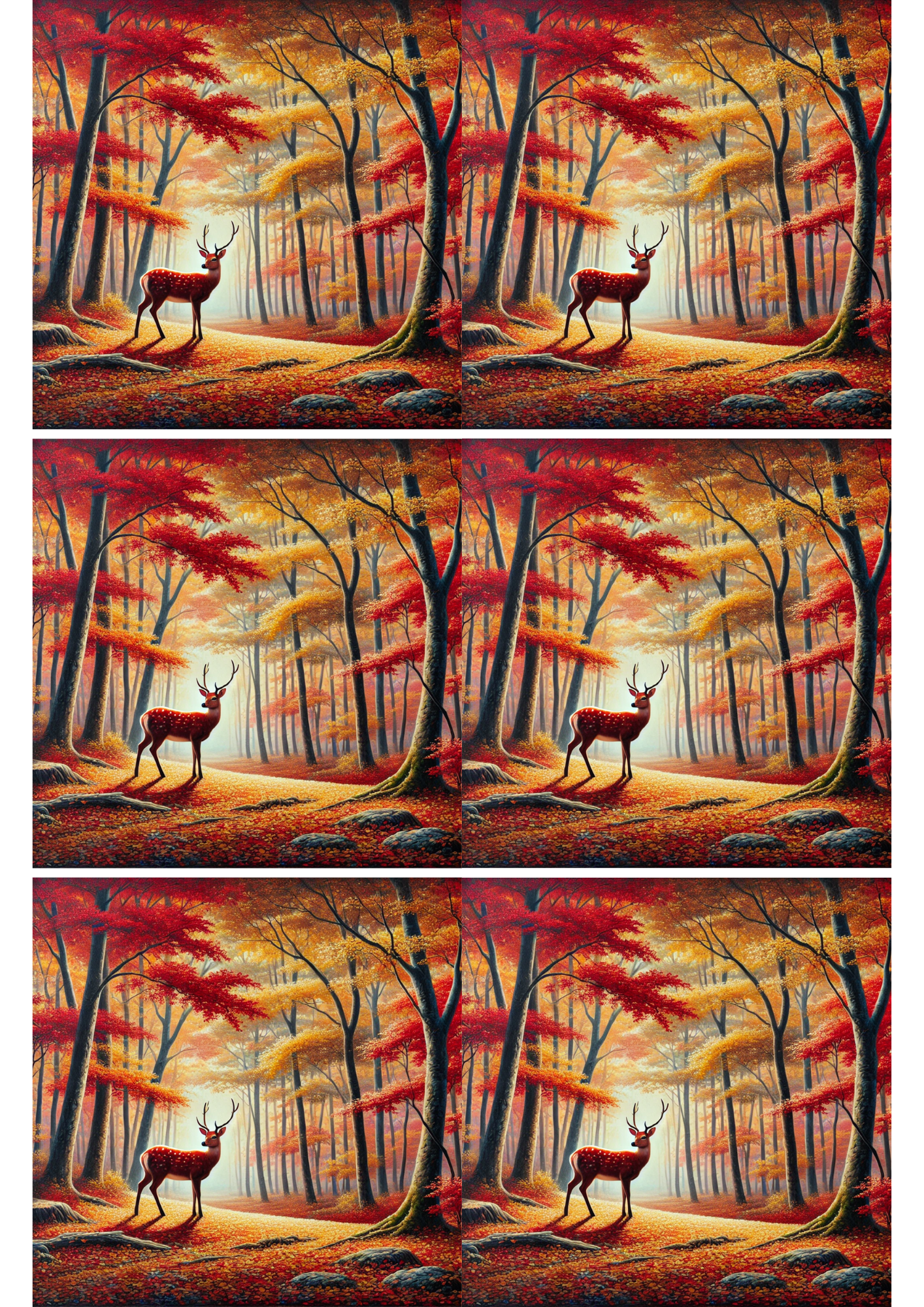 Rice Paper for Decoupage Deer in Autumn Collage Cat. No. 1734