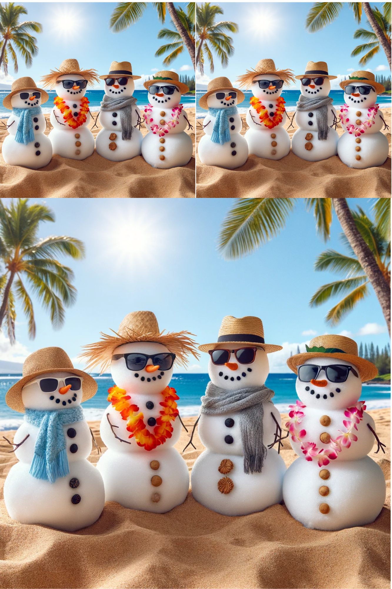 Rice Paper for Decoupage Snowmen in Hawaii Collage Cat. No. 391