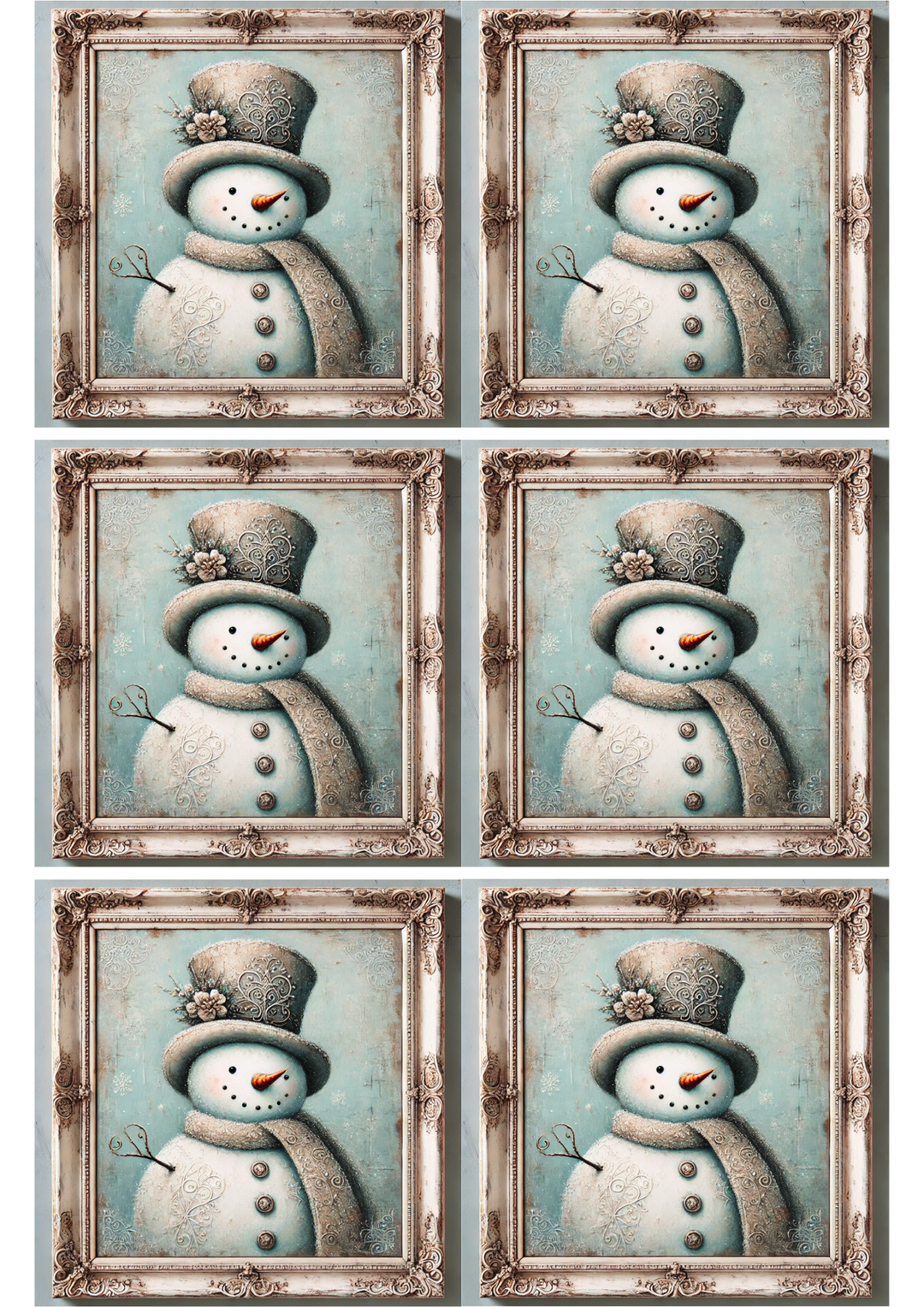Rice Paper for Decoupage Snowman In Top Hat Collage Cat. No. 1742