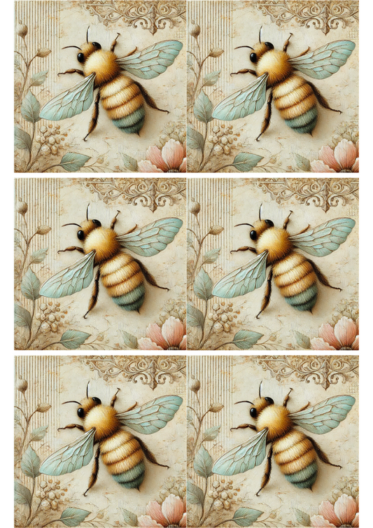 Papel de arroz para decoupage Collage Shabby Chic de abejas N.º de catálogo 1766