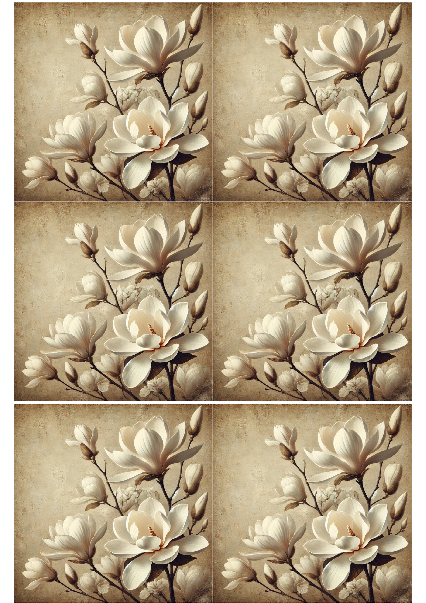 Papier de riz pour découpage Magnolia blanc Collage vintage Cat. N° 1664
