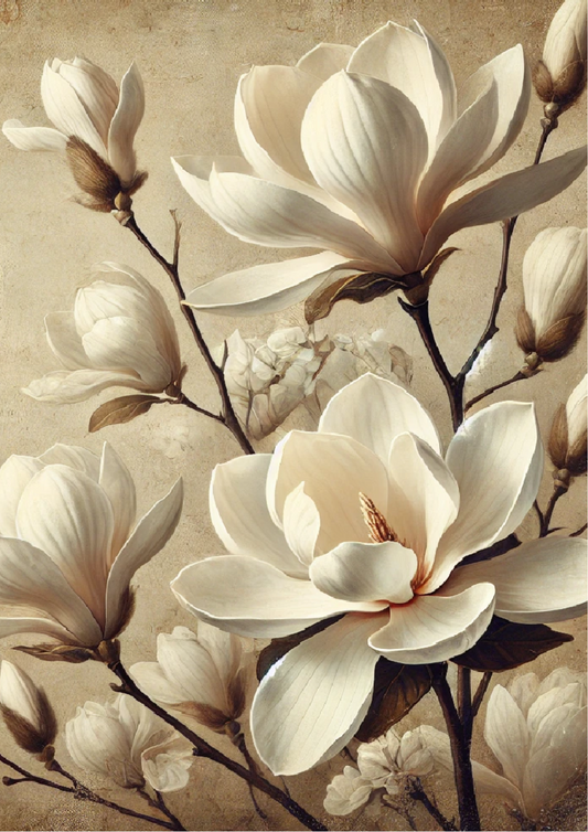 Papier de riz pour découpage Magnolia blanc Vintage Full Cat. N° 1665