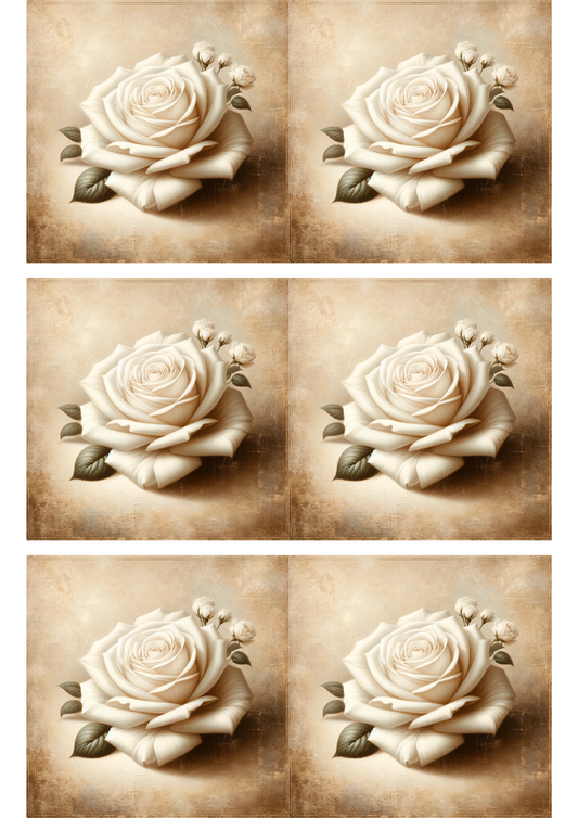 Papel de arroz para decoupage Collage vintage de rosas blancas N.º de catálogo 1666