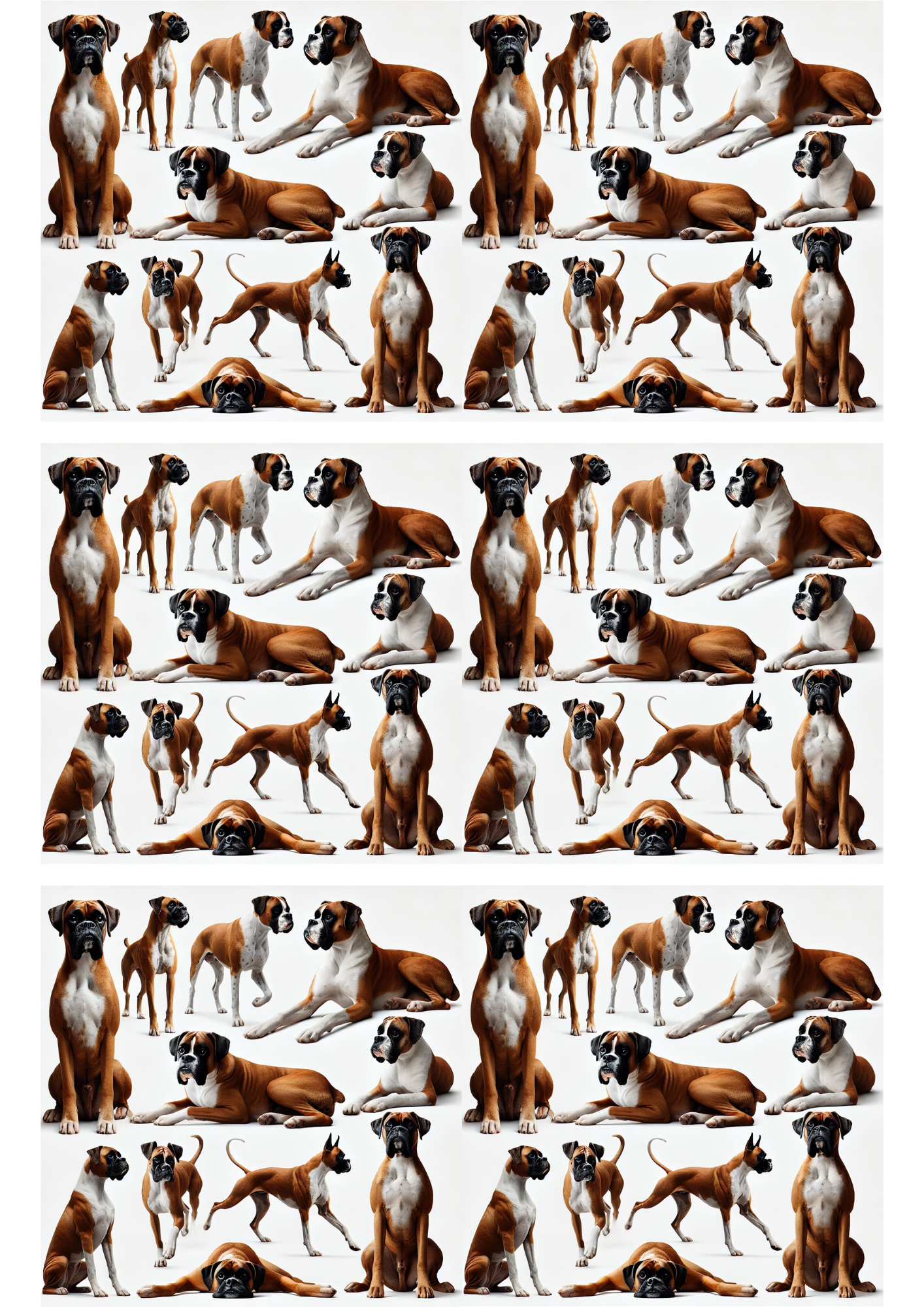 Rice Paper For Decoupage Boxer Dog In Different Poses Collage Cat. No. 2955