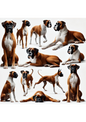 Rice Paper For Decoupage Boxer Dog In Different Poses Full Cat. No. 2956