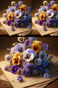 Rice Paper for Decoupage Pansies on Old Letters Collage Cat. No. 442