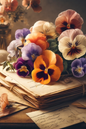 Rice Paper for Decoupage Pansies on Old Letters Full Cat. No. 443